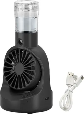Produktbild von Tragbarer Tisch-Nebelventilator mit 4 Geschwindigkeitseinstellungen, starker Luftstrom, geringe Geräuschentwicklung, kompakte Größe, wiederaufladbarer persönlicher Kühlventilator