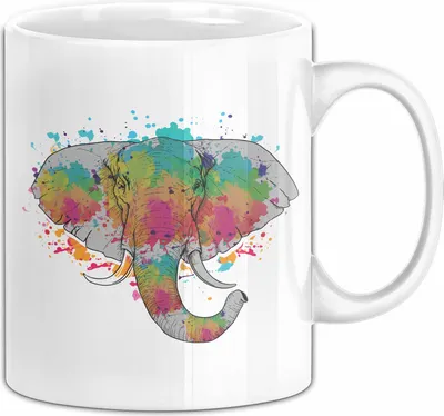 Produktbild von Elefant Tasse Geschenk Für Elefanten-Liebhaber Geschenkidee Elefant Farbkleks (Weiß)