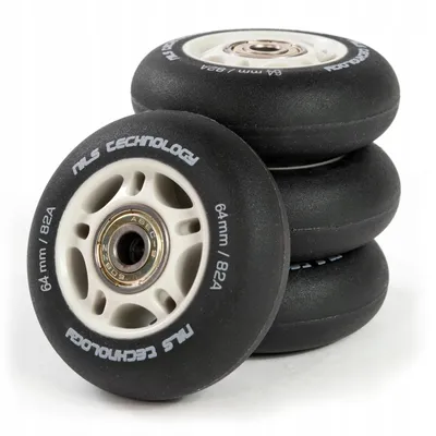 Zdjęcie produktu dla Kółka do łyżworolek NILS z łożyskami kulkowymi zestaw 4 kółekpoliuretan z łożyskami ABEC 9 64-80 mm (czarne, 64 mm)