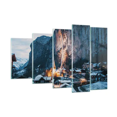 Produktbild von Bilder auf glas - 5 Teile - Lauterbrunnen Schweiz Tal - 150x100cm - Glasbilder - Wandbilder - Bilder - Wanddekoration aus Glas - Glas Bilder - Wandbild auf Glas - GEG150x100-4834