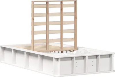 Image de Cadre de lit Blanc 75 x 190 cm Bois de pin massif