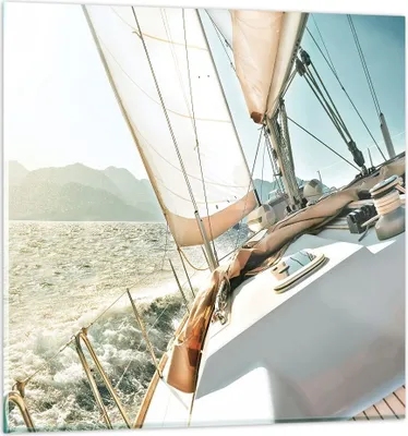 Produktbild von Bilder auf glas - Einteilig - Yacht Segeln So - 40x40cm - Glasbilder - Wandbilder - Bilder - zum Aufhängen bereit - Wanddekoration aus Glas - Glas Bilder - Wandbild auf Glas - GAC40x40-4847