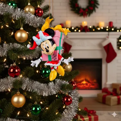 Produktbild von Kurt S. Adler by Disney Christbaumfigur 3D Minnie Mouse mit Geschenk - 10 cm PVC