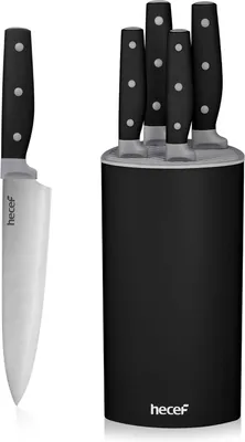 Image de Ensemble de couteaux 6 pièces, bloc à couteaux universel, en acier inoxydable, avec manche ergonomique, pour la cuisine