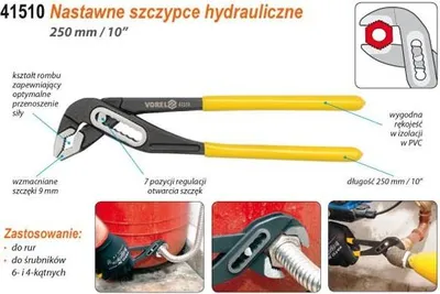 Image de Pince à pompe à eau 250 mm Clé à tube 10" Pince à tube Poignées jaunes V510