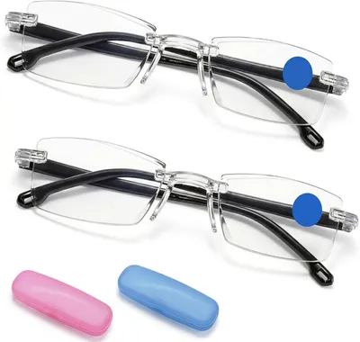 Produktbild von Lesebrille 2 Stück, automatischer Zoom, Blaulichtfilter, 100 bis 700 Dioptrien, für Computer