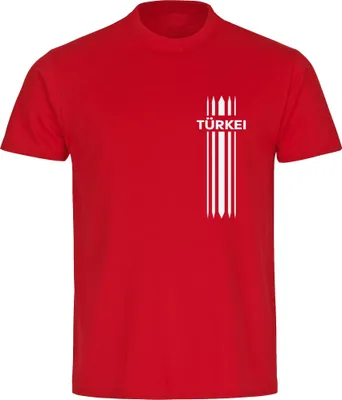 Produktbild von multifanshop Kinder T-Shirt - Türkei - Streifen, rot, Größe 128