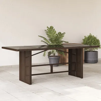 Produktbild von ZMH Gartentisch mit Glasplatte Braun 190x80x75 cm Poly Rattan