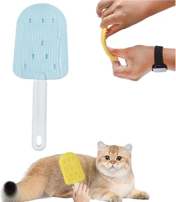 Imagen del producto de Cepillo de silicona para gatos, con cerdas de silicona azules, diseño ergonómico, ideal para el cuidado del pelaje