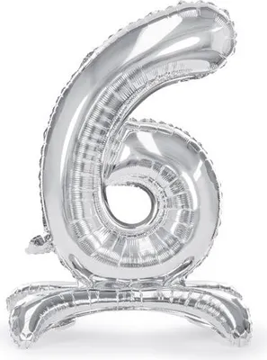 Produktbild von Stehender Folienballon Ziffer 6 70cm silber 73187