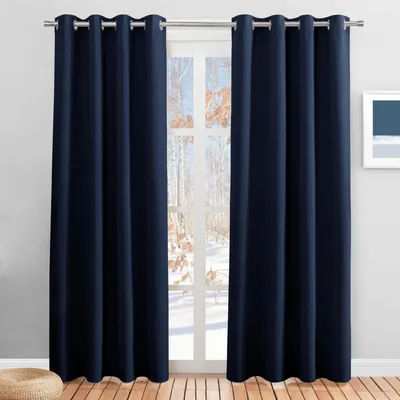 Obrázok produktu pre Závesy do spálne, zatemňovacie, termoizolačné, výška 210 cm, šírka 140 cm, tmavomodrá, balenie 2 kusov