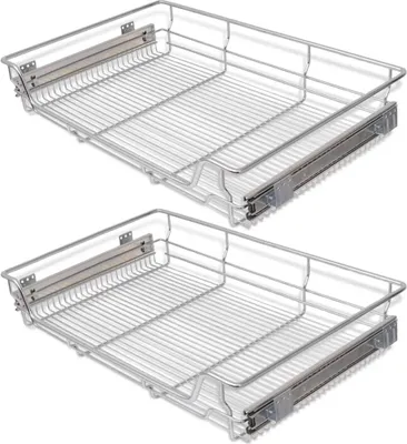 Image de vidaXL Tiroir encastré coulissant pour paniers 2 pièces argenté 800 mm