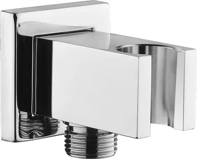 Produktbild von Chrom Schlauchanschluss mit Brausehalter,  Messing Square Wandanschlussbogen 1/2 Zoll, Brauseanschlussbogen mit Halter, Sandanschluss Wandanschluss Dusche für Handbrause