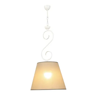 Produktbild von Hängeleuchte Stoff Schirm Landhaus Beige Weiß gemütlich E27 ABUELA Esszimmerlampe Wohnzimmerlampe