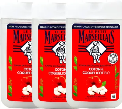 Produktbild von Le Petit Marseillais Duschgel Baumwollmilch & Mohn 3x250ml - Französische Pflege