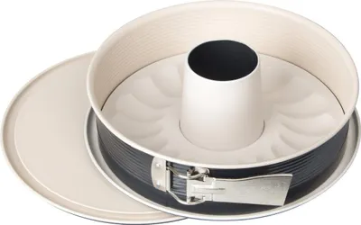 Produktbild von Zenker Springform Ø 28 cm CREME NOIR, Backform mit Flach- und Rohrboden und Auslaufschutz, runde Kuchenform mit keramisch verstärkter Antihaftbeschichtung (Farbe: Crème/Anthrazit)