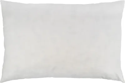 A plain white pillow on a white background.