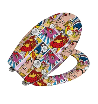 Image de WENKO SIÈGE WC Pop-Art Abaissement automatique Couvercle WC Lunettes Duroplast Comic