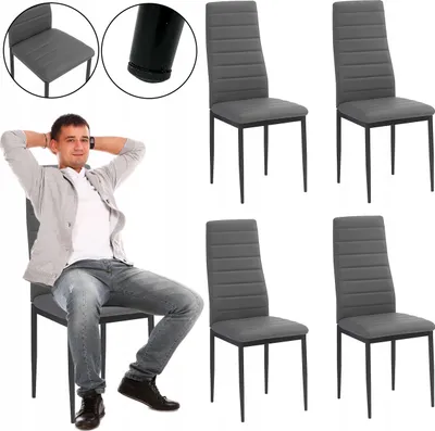 Zdjęcie produktu dla 4Szt Nowoczesne Krzesło Kuchnia Salon Tapicerowane 4X Mark Ii Kt115 Szare