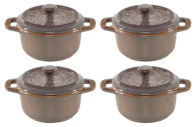 Produktbild von Staub Cocotte Set, 4-Tlg Rund Keramik Antik-Grau Antik-Grau