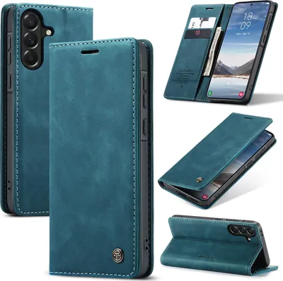 Produktbild von Hülle für Samsung Galaxy A37 Retro Kunstledertasche mit Standfunktion Schutzhülle Blau