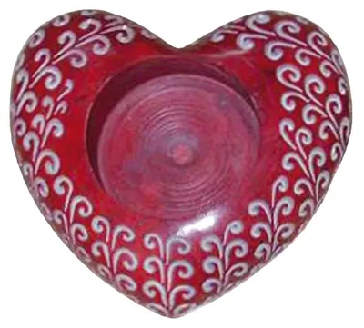 Produktbild von Teelicht "Herz" Speckstein rot 6cm