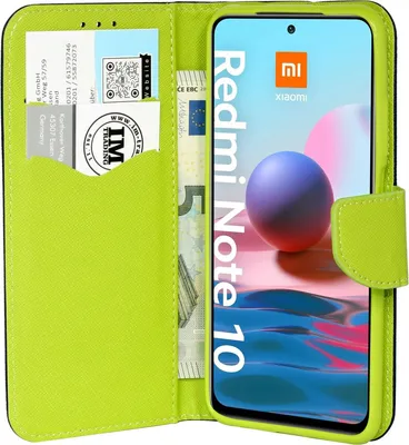 Immagine prodotto di cofi1453® Custodia a libro "Fancy" compatibile con XIAOMI REDMI NOTE 10 cover per telefono cellulare custodia protettiva con funzione stand, slot per schede blu-verde