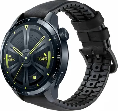 Produktbild von Strap-it Huawei Watch GT 3 46mm Silikon-Lederarmband (Schwarz)