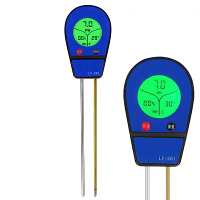 Produktbild von 3-in-1 Digitaler Bodentester für pH-Wert, Feuchtigkeit & Temperatur,Hochpräzises Bodenmessgerät mit großem LCD-Display, pH-Meter für Garten, Rasen & Pflanzenpflege, Blau