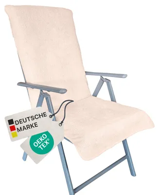 Produktbild von NYVI Frottee Schonbezug für Gartenstuhl NYVISpa 60x130 cm Beige - Hygiene Auflage für Hochlehner Gartenstühle Campingstühle - Handtuch Bezug - 100