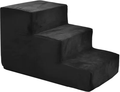 Produktbild von Hundetreppe Katzentreppe Haustiertreppe Aufstiegshilfe Plüschbezug 3 StufenSchwarz Velvet