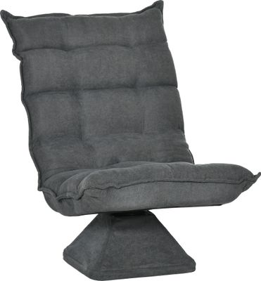 Krzesło podłogowe HOMCOM sofa podłogowa z regulowanym oparciem, obrotowa leżanka, poduszka podłogowa do salonu, biura, tkanina z mikrofibry, szara, 62 x 62 x 95 cm