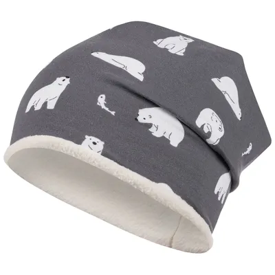 Produktbild von Wintermütze Mädchen Junge Beanie gefüttert Kindermütze Bären, grau, Gr. 50-52