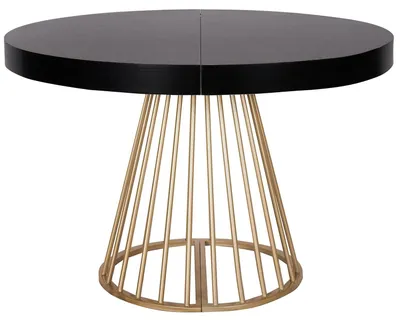 Image de MENZZO Table ronde extensible Soare Noir pieds Or