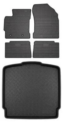 Zdjęcie produktu dla Dywaniki gumowe + mata bagażnika do Toyota Auris II 2012-2018 (kombi, dolny poziom podłogi) – czarne, dopasowane – Wielganizator SolidPRO