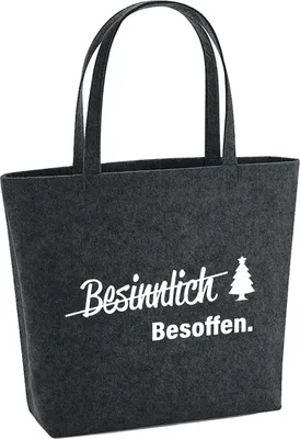 Produktbild von Huuraa Filzshopper Besinnlich Besoffen Tannenbaum 22 Liter Charcoal Melange Filztasche Geschenkidee