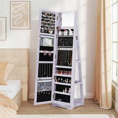 Obrázek produktu pro Šperkovnice - Krabička na šperky - Úložný box na šperky - Stojan na šperky - Skříňka na šperky - Otočná o 360°