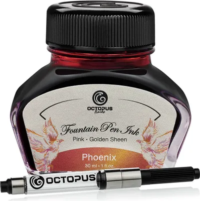 Produktbild von Octopus Fluids Füllhaltertinte Sheen mit Konverter, Phoenix, Orange, 30 ml