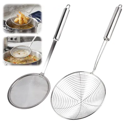 2er Set Schaumlöffel aus Edelstahl, grob und fein, 39 cm