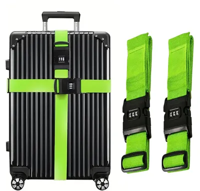 Productafbeelding van Kofferriem met cijferslot kofferband - 2 stuks - 5 x 200 cm - Fluorescerend groen