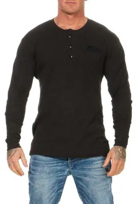 Produktbild von Herren Basic Langarm Shirt Baumwolle; Schwarz S