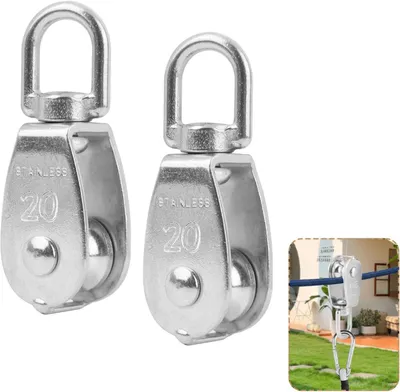 Obrázek produktu pro Sada se 2 vodicími kladkami M20 – kuličková ložiska – lano 3–8 mm – pro vnitřní i venkovní použití