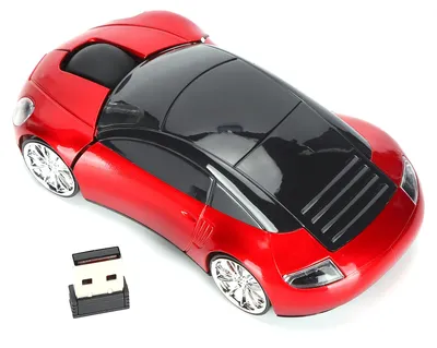 Immagine prodotto di Mouse per laptop, Smart CarShaped, portatile, 2,4 G, senza fili, con ricevitore USB per ufficio, computer, tablet (rosso)