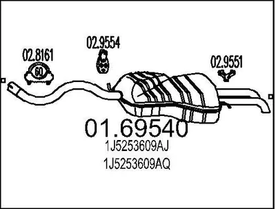 Produktbild von MTS 01.69540 Endschalldämpfer für VW Golf IV Variant (1J5) Auspuff