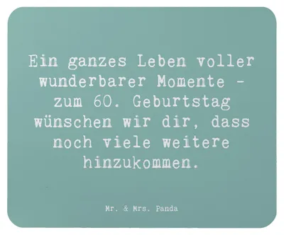 Produktbild von Mr. & Mrs. Panda Mousepad Spruch 60. Geburtstag Momente - Meeresbrise - Geschenk, mausteppich, Jubiläum, Mouse Pad, Alter, Happy Birthday, Erinnerungen, Glückwunsch