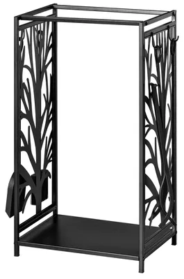 Productafbeelding van HOMCOM Houtrek voor open haard met accessoires, houtopslag voor open haard, stalen constructie