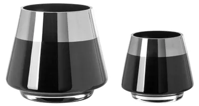 Produktbild von JONA - 2er Set Teelichthalter aus Glas in Schwarz/Silber - Windlichter