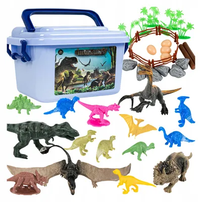 Zdjęcie produktu dla Dinozaury Duży Zestaw Figurek Dla Dzieci Dinozaur Park Figurki + Organizer