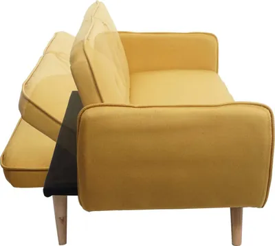 Produktbild von Schlafsofa HWC-J18, Couch Klappsofa Gästebett Bettsofa, Schlaffunktion Stoff/Textil 185cm  gelb