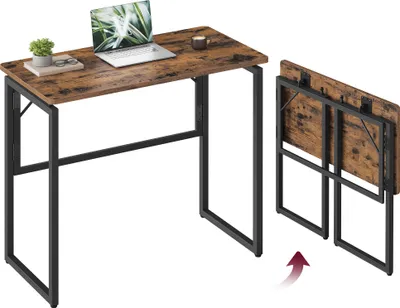 Produktbild von VASAGLE Klapptisch, kleiner Schreibtisch klappbar, Computertisch, Tischplatte aus einem Stück, abgerundete Ecken, 80 cm